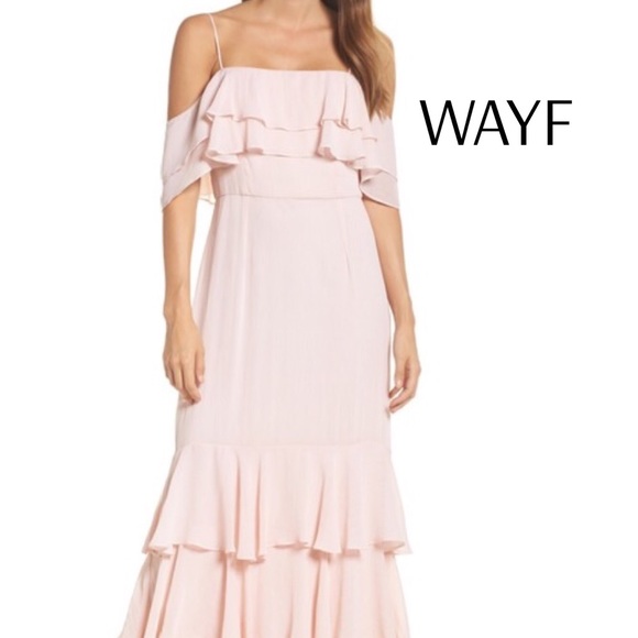 Wayf Dresses & Skirts - WAYF Lauren Cold Shoulder Tiered Gown NWOT